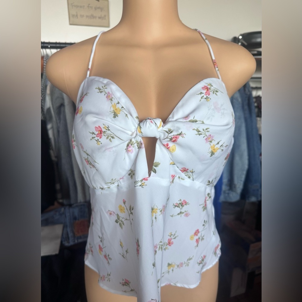 Abercrombie & Fitch White and Pink Sleeveless Camisole